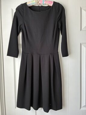 Banana Republic Black Long-Sleeve Fit & Flare Dress